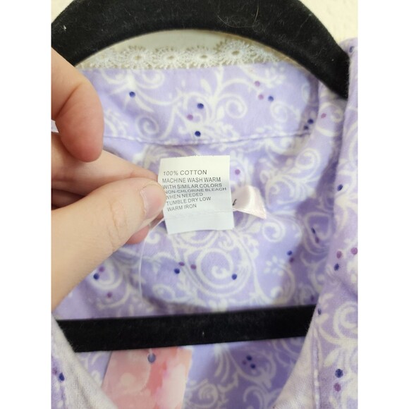Casual Night Nightgown Women's Large Purple Floral 100% Cotton Lace Trim NWT - Picture 7 of 8